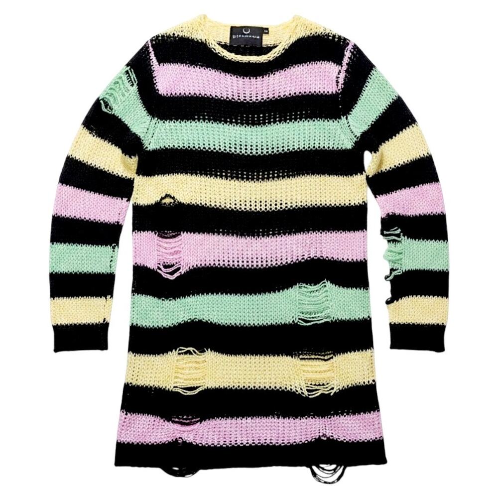 Killstar Liqorice Pastel Punk Striped Knit Sweater XS NWT